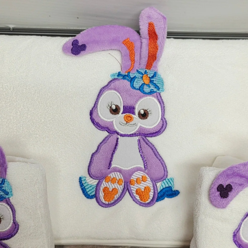 Atensko StellaLou Bunny 3pc Hand Towel Set White Microfiber Embroidered Kawaii